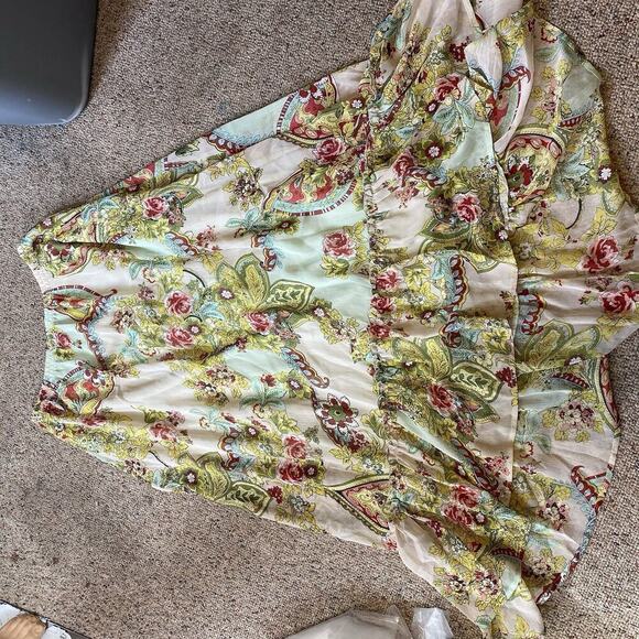 Y2K D Collection Tiered Maxi Skirt M Floral Cottagecore Fairy Boho Hi Low Beach - Picture 7 of 8